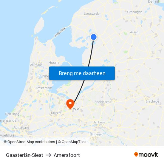 Gaasterlân-Sleat to Amersfoort map