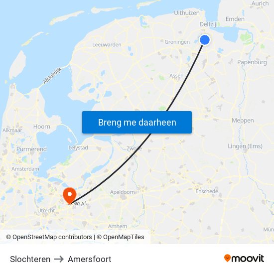 Slochteren to Amersfoort map