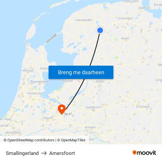 Smallingerland to Amersfoort map