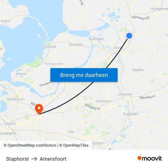 Staphorst to Amersfoort map