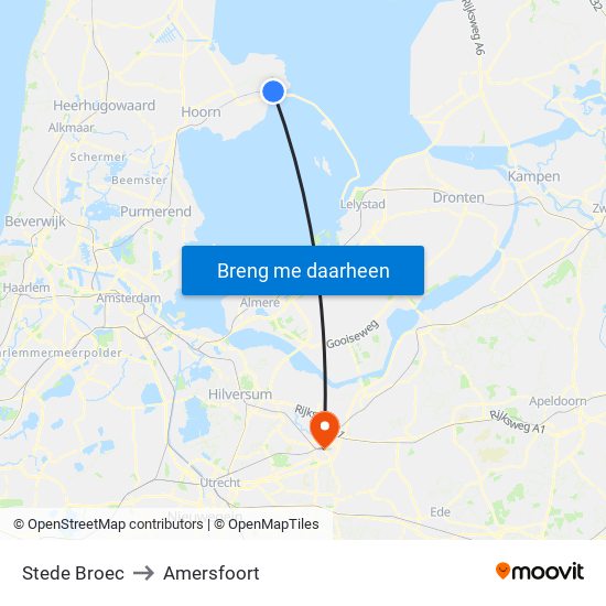 Stede Broec to Amersfoort map
