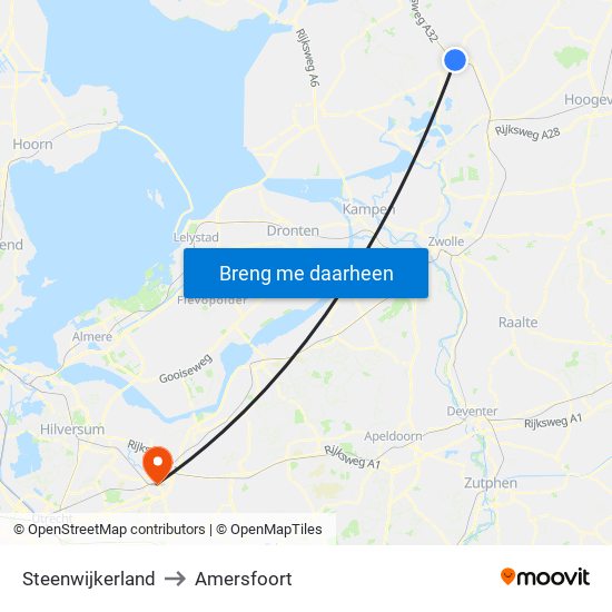 Steenwijkerland to Amersfoort map