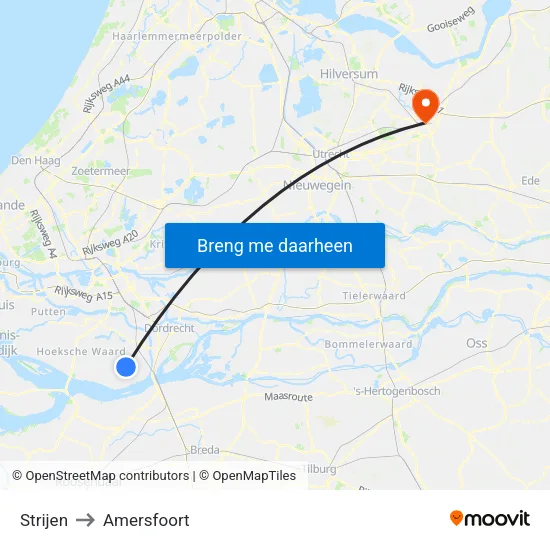 Strijen to Amersfoort map
