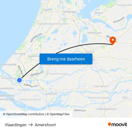 Vlaardingen to Amersfoort map