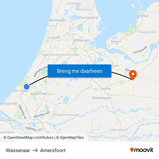 Wassenaar to Amersfoort map