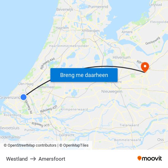 Westland to Amersfoort map