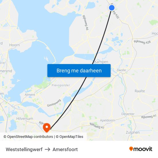 Weststellingwerf to Amersfoort map
