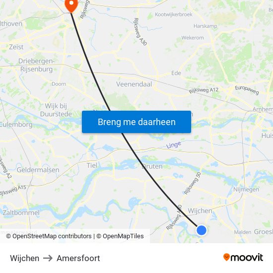 Wijchen to Amersfoort map