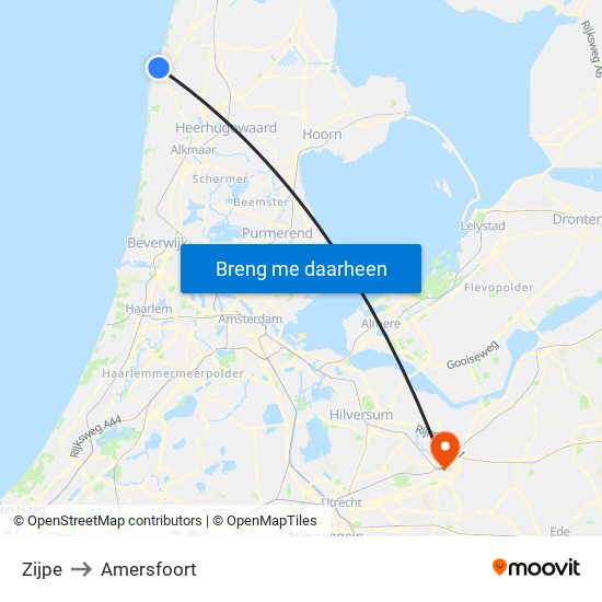 Zijpe to Amersfoort map