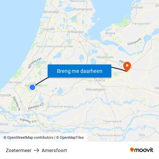 Zoetermeer to Amersfoort map