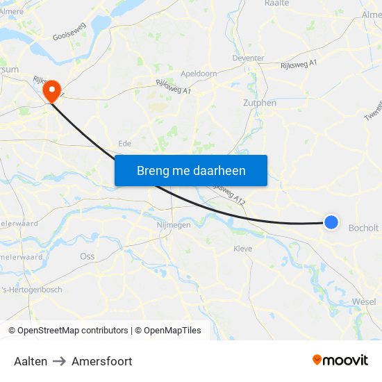 Aalten to Amersfoort map