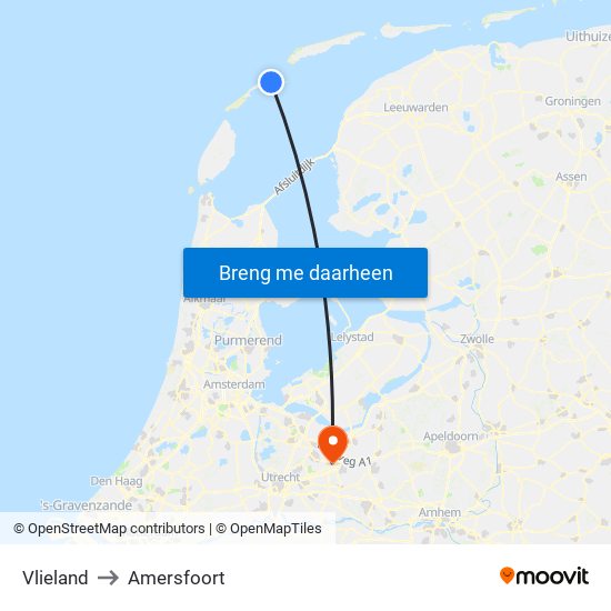 Vlieland to Amersfoort map