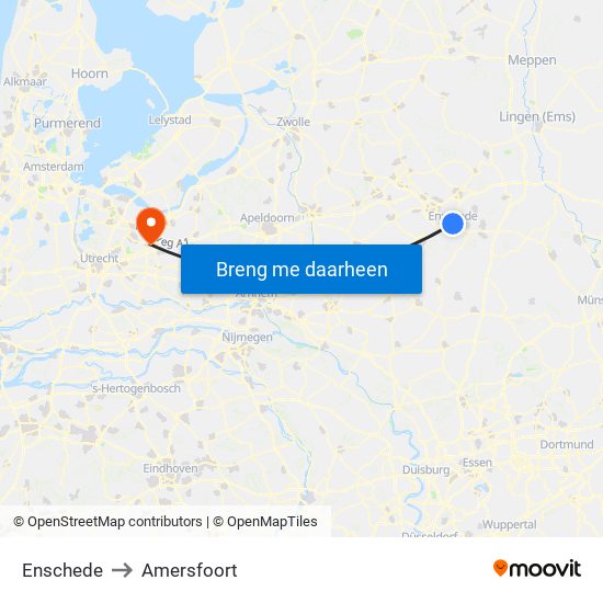 Enschede to Amersfoort map