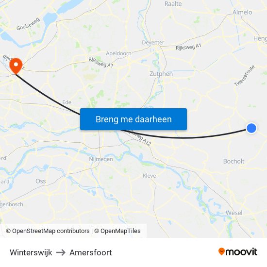 Winterswijk to Amersfoort map
