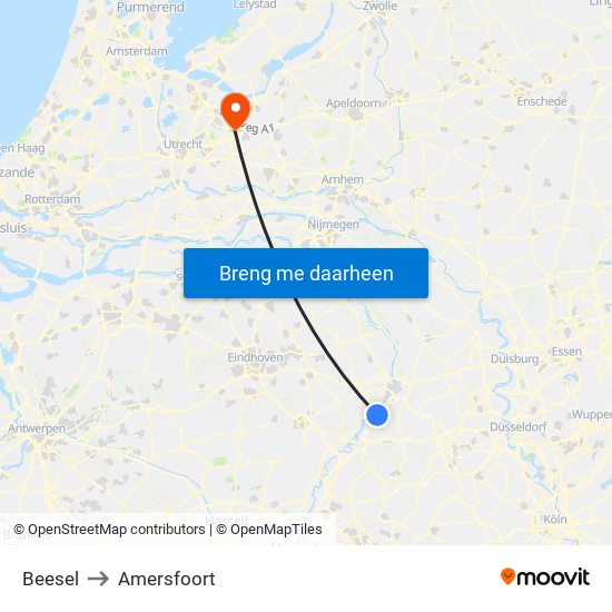 Beesel to Amersfoort map