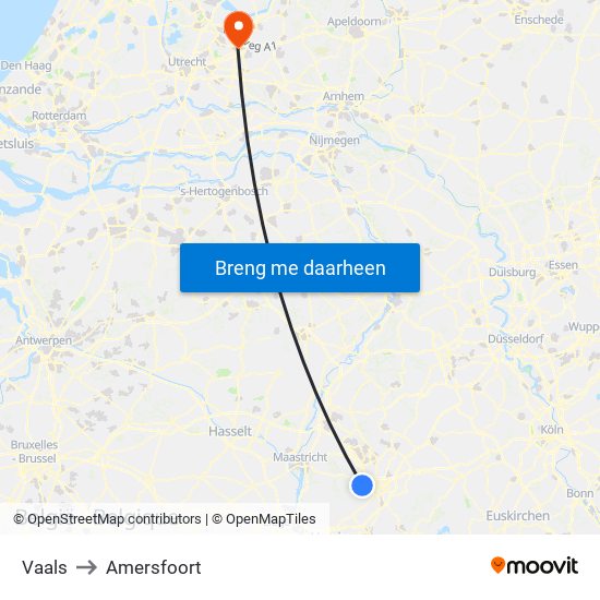 Vaals to Amersfoort map