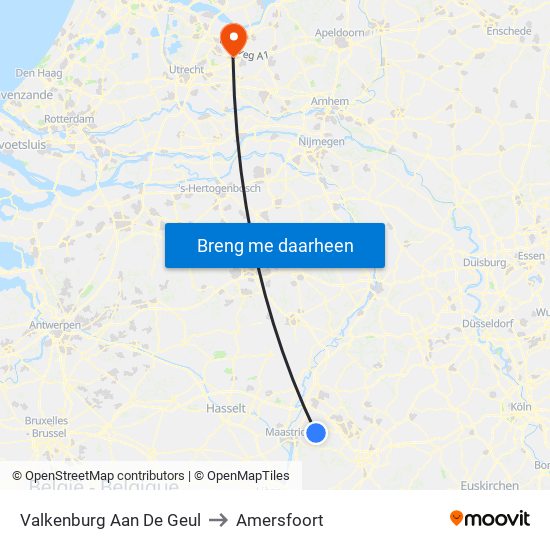 Valkenburg Aan De Geul to Amersfoort map