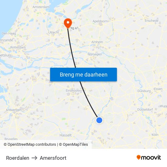 Roerdalen to Amersfoort map