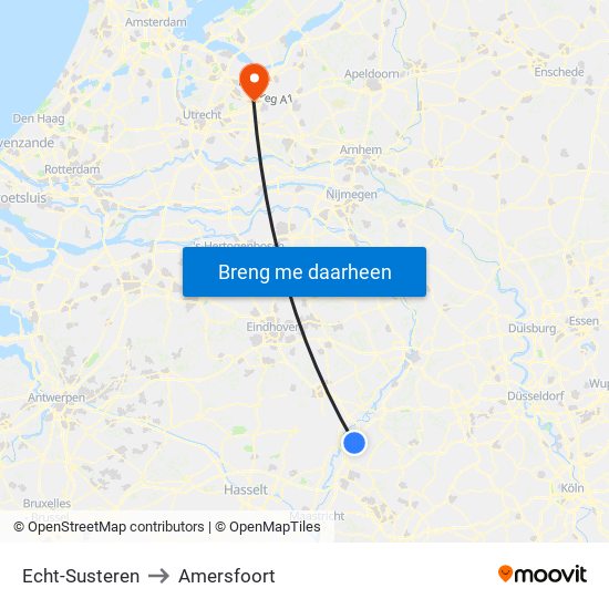 Echt-Susteren to Amersfoort map