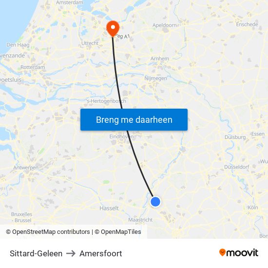 Sittard-Geleen to Amersfoort map