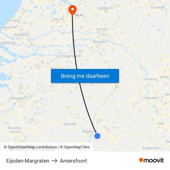 Eijsden-Margraten to Amersfoort map