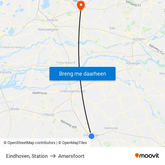 Eindhoven, Station to Amersfoort map