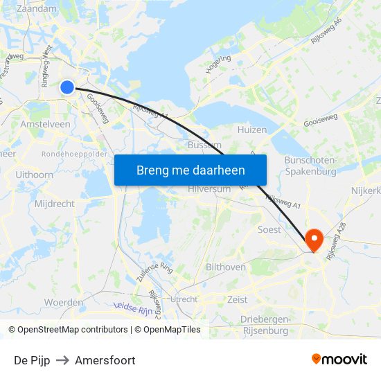 De Pijp to Amersfoort map