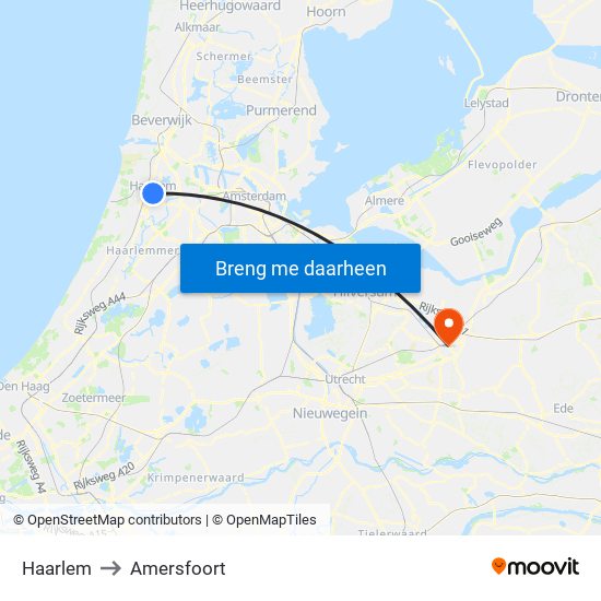 Haarlem to Amersfoort map