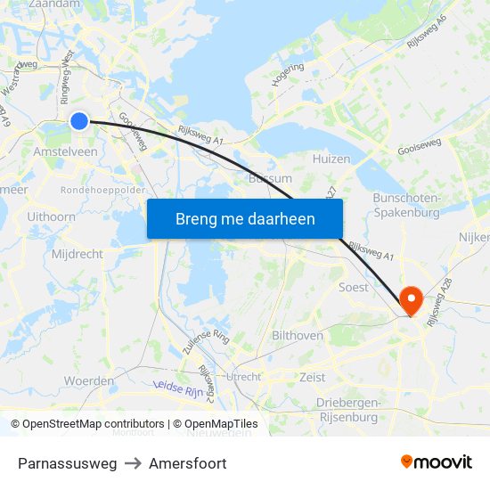 Parnassusweg to Amersfoort map