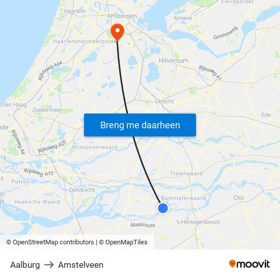 Aalburg to Amstelveen map
