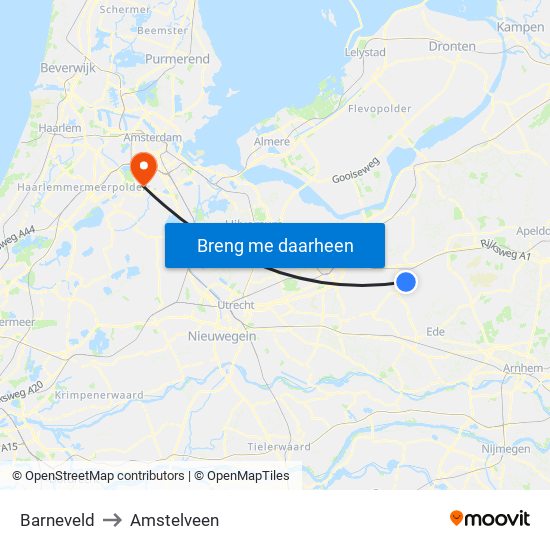 Barneveld to Amstelveen map