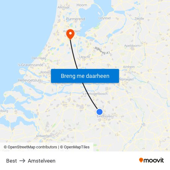 Best to Amstelveen map
