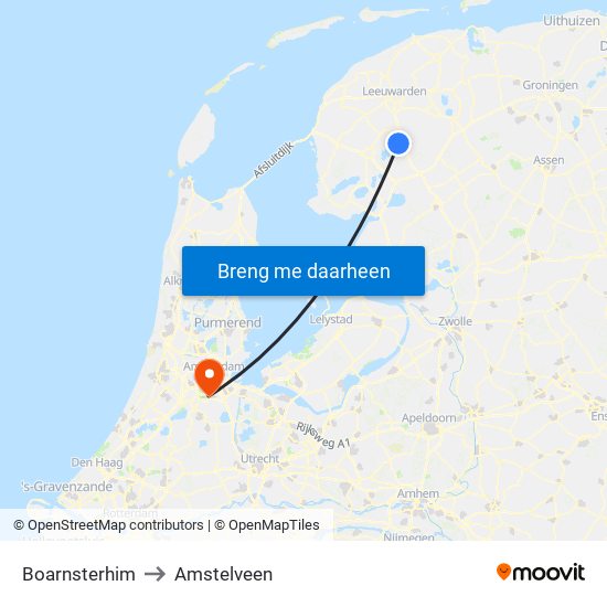 Boarnsterhim to Amstelveen map