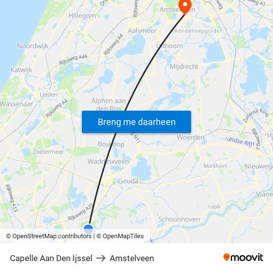 Capelle Aan Den Ijssel to Amstelveen map