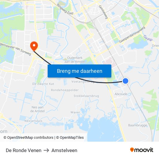 De Ronde Venen to Amstelveen map
