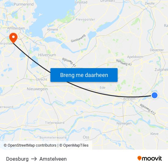 Doesburg to Amstelveen map