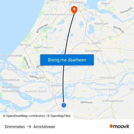 Drimmelen to Amstelveen map