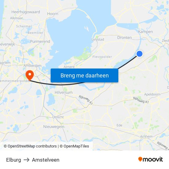 Elburg to Amstelveen map