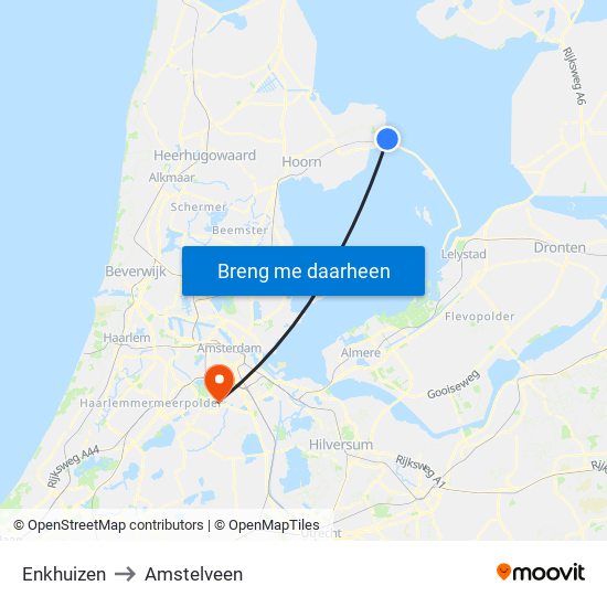 Enkhuizen to Amstelveen map