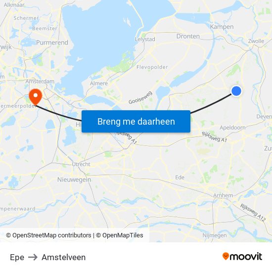 Epe to Amstelveen map