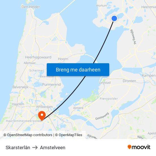 Skarsterlân to Amstelveen map