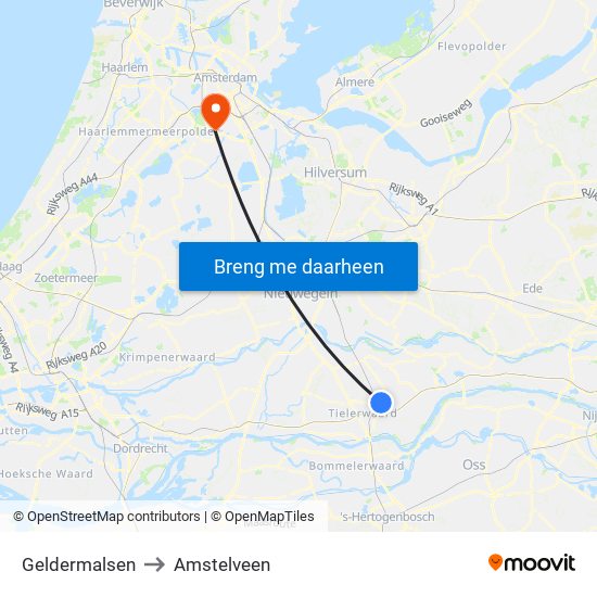 Geldermalsen to Amstelveen map