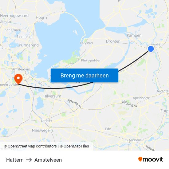 Hattem to Amstelveen map