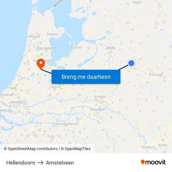 Hellendoorn to Amstelveen map