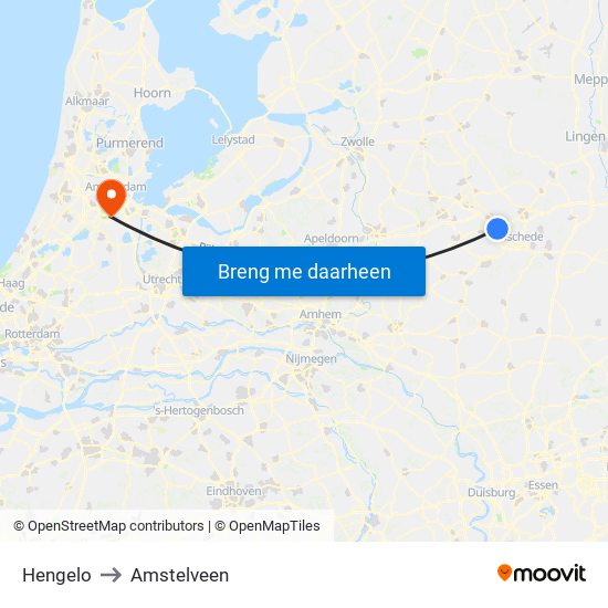 Hengelo to Amstelveen map