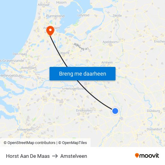 Horst Aan De Maas to Amstelveen map