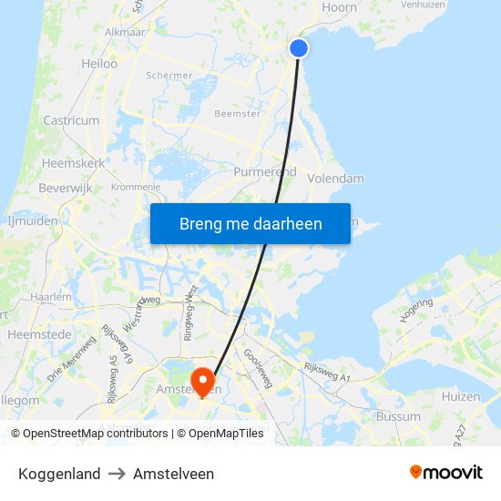 Koggenland to Amstelveen map
