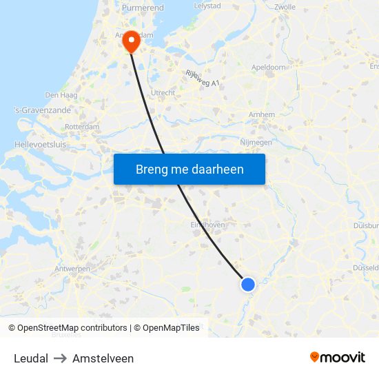 Leudal to Amstelveen map
