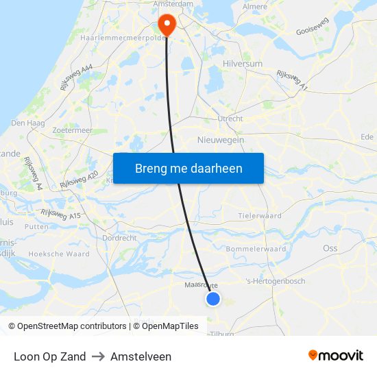 Loon Op Zand to Amstelveen map