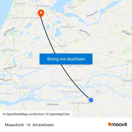 Maasdonk to Amstelveen map